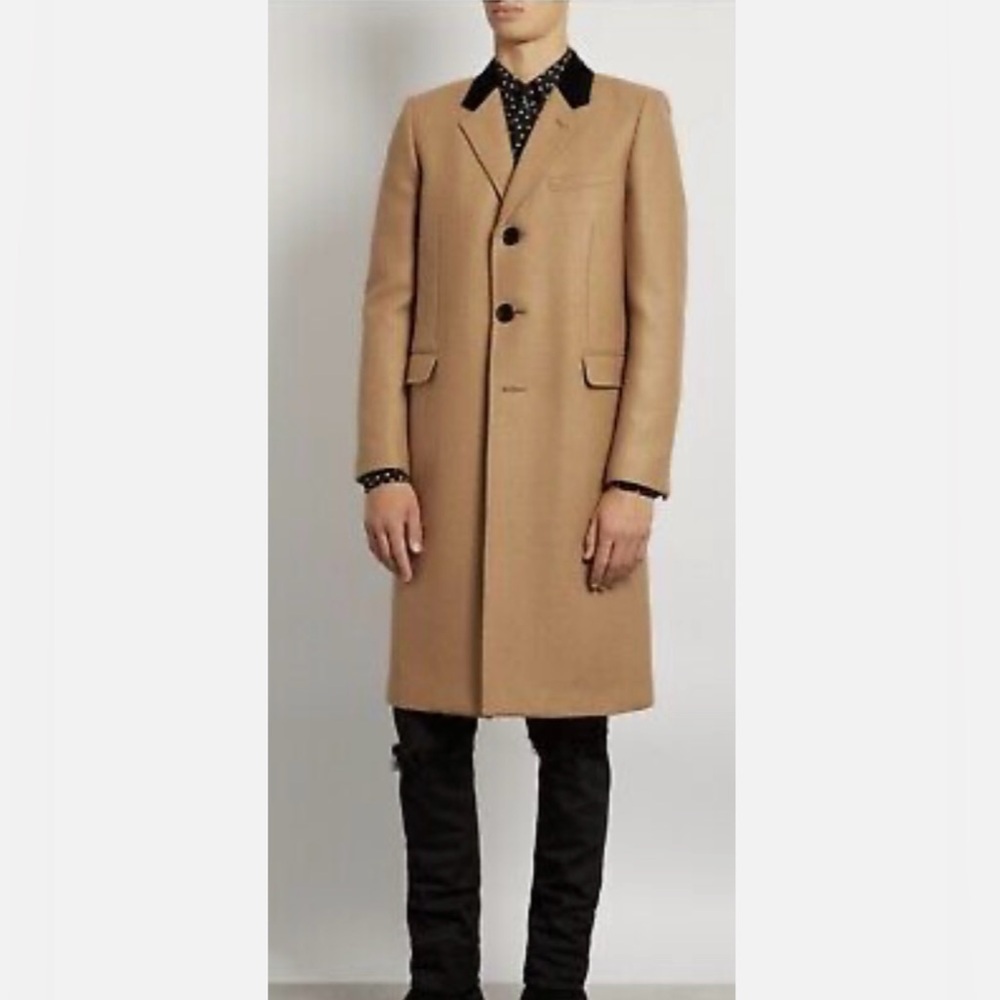 Saint Laurent Hedi Slimane Men’s Overcoat with Velvet Collar sz 48/S